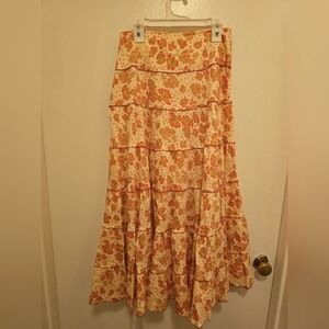 April Cornell Tiered Floral Midi Skirt XS NWOT